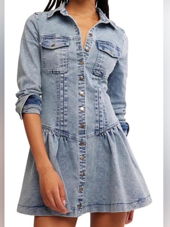Free People Dresses & Skirts - Free People Roadhouse L/S Denim Dress Small Cowgirl Gameday Western $168